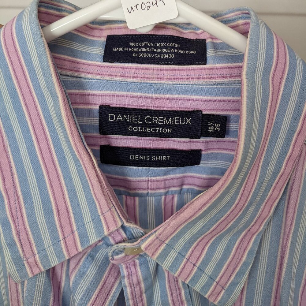 Daniel Cremieux Striped 16.5x35 Dress Shirt - Blue/Pink